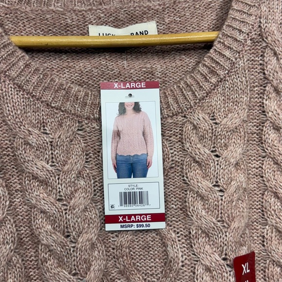 Lucky Brand Cable‎ Knit Sparkle Sweater Dusty Rose Pink XL NWT MSRP $99.50 - Picture 5 of 17